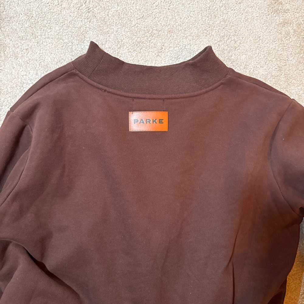 NWT Parke Classic Mockneck in Chocolate Brown Sweatshirt - Fleece - SMALL - Picture 5 of 6